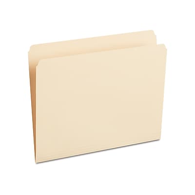 Front. Staples - Staples 100% Recycled File Folder, Single Tab, Letter Size, 100/Box (ST393125/393125) - Manila.