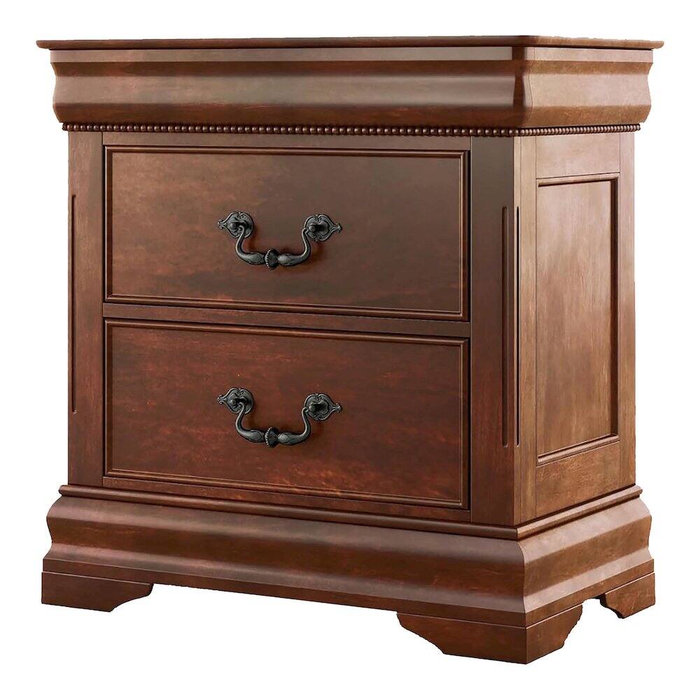 Alt View 2. Furniture of America - Mandura Cherry Traditional 2-drawer Nightstand - Brown.
