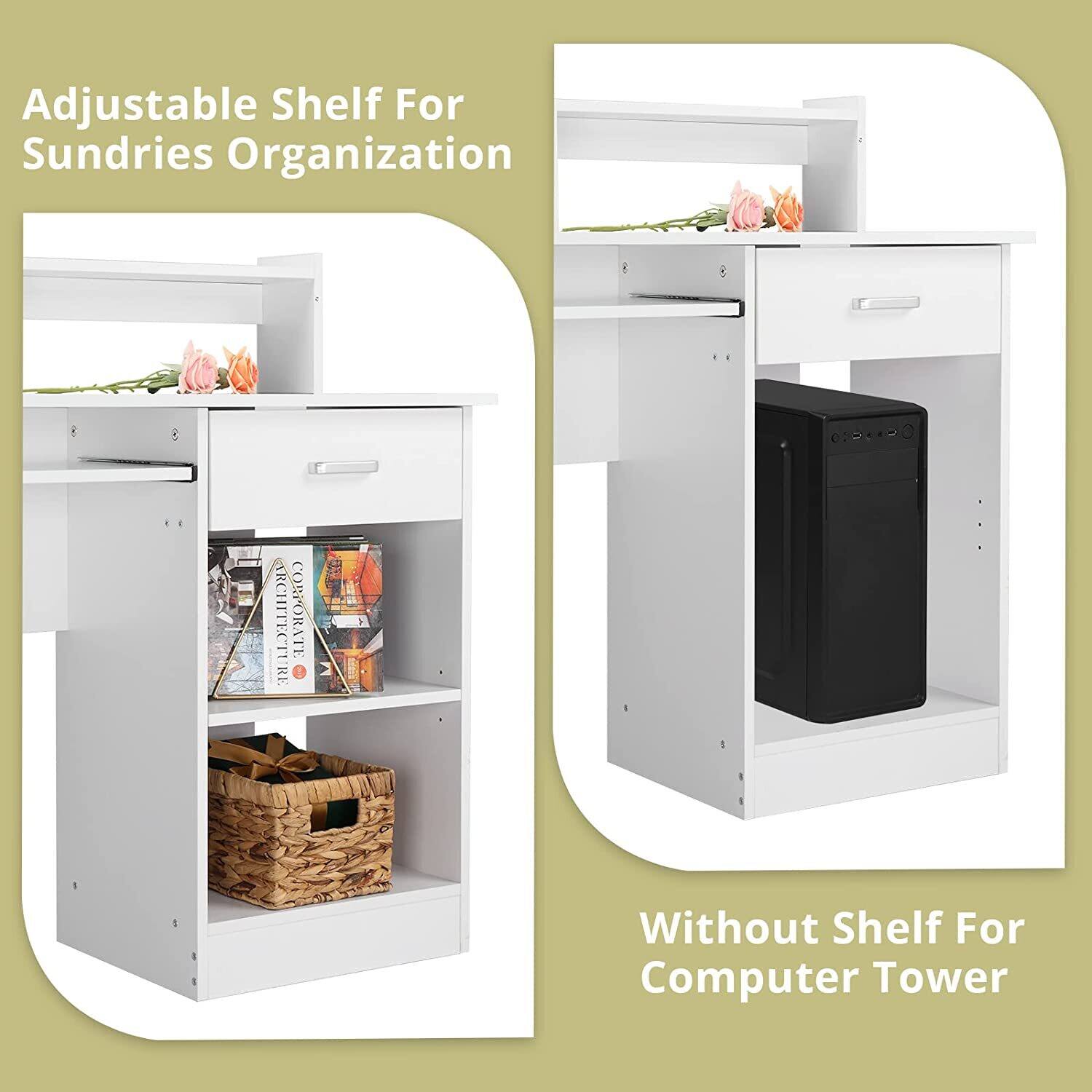 Adjustable Shelf For Sundries Organization

Without Shelf For Computer Tower