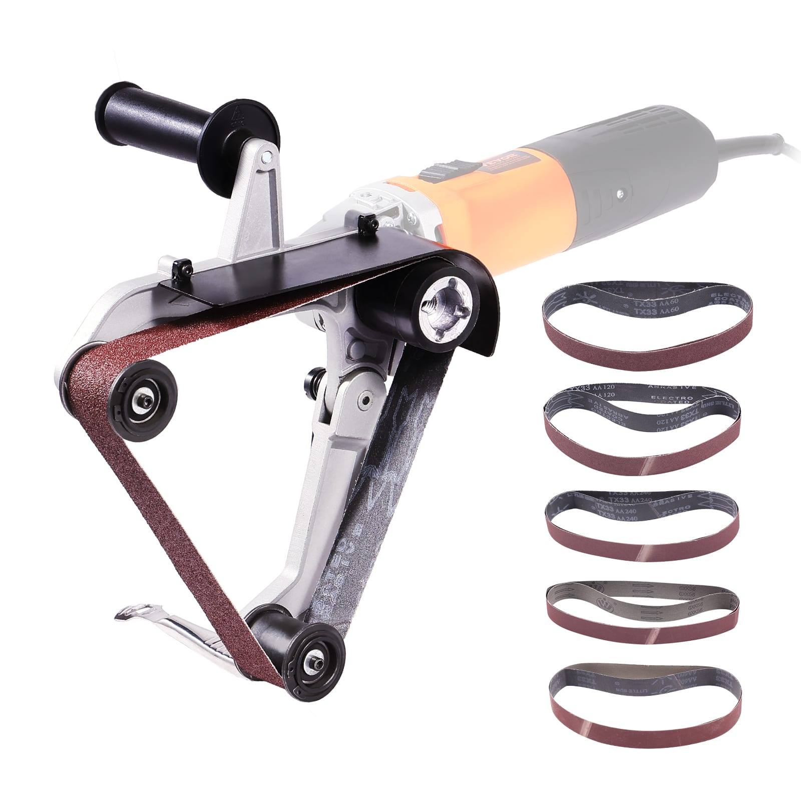 "VEVOR - Belt Sander Adapter for Angle Grinder, Pipe Sanding Attachment with 5/8-11"" Imperial Thread and 10PCS Sanding Belts - Silver" price history on PriceWatchPro