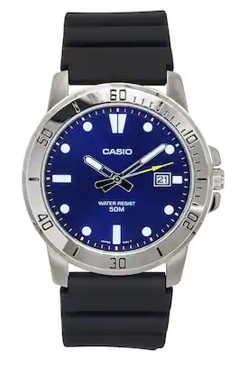Casio - Standard Analog Resin Strap Dial Quartz MTP-VD01-2E Men's Watch - Blue