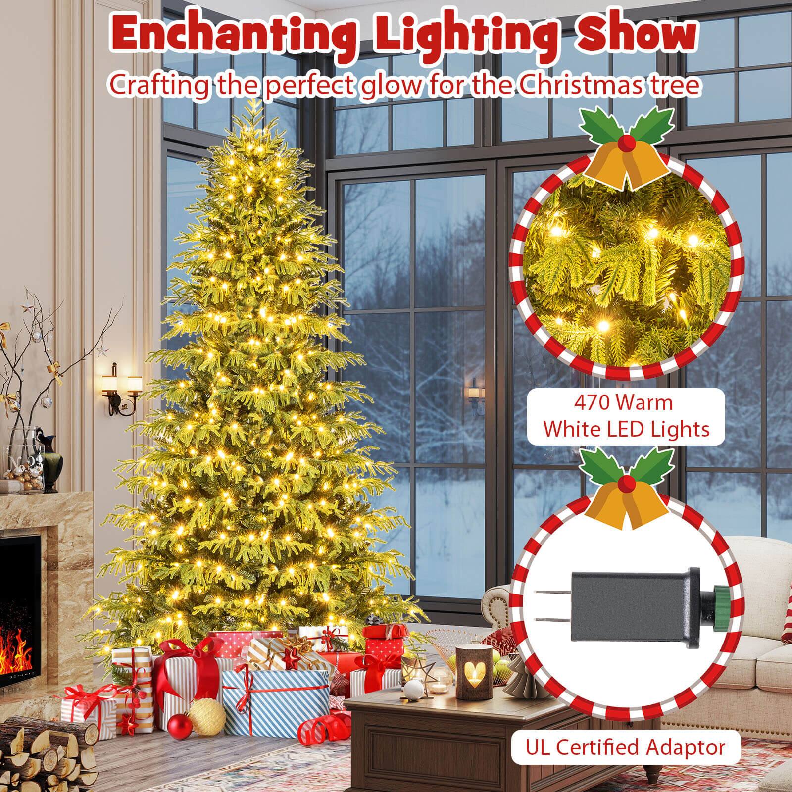 Enchanting Lighting Show  
Crafting the perfect glow for the Christmas tree  

470 Warm White LED Lights  

UL Certified Adaptor