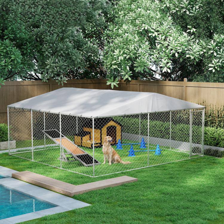 Alt View 2. PULUZ - 15' x 15' x 7' Dog Kennel Outdoor for Small Medium Large Dogs with Waterproof Roof.