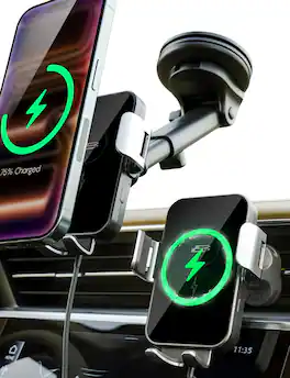 HM 1810 - Pwrup Auto 15w Qi Fast Wireless Charging Car Mount Dashboard Windshield Air Vent Cell Phone Cellphone Holder - Default