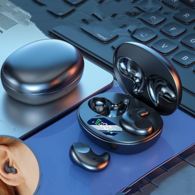 Angle. RISOKEYS - Bone Conduction Sleep Headphones, Wireless Bluetooth with Noise Cancelling,for Sleeping, Running, Commuting,Black.