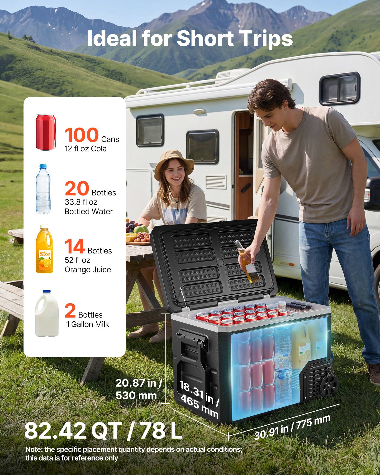 VEVOR 12 Volt Refrigerator, 82.4 QT/ 78L Car Fridge, Portable