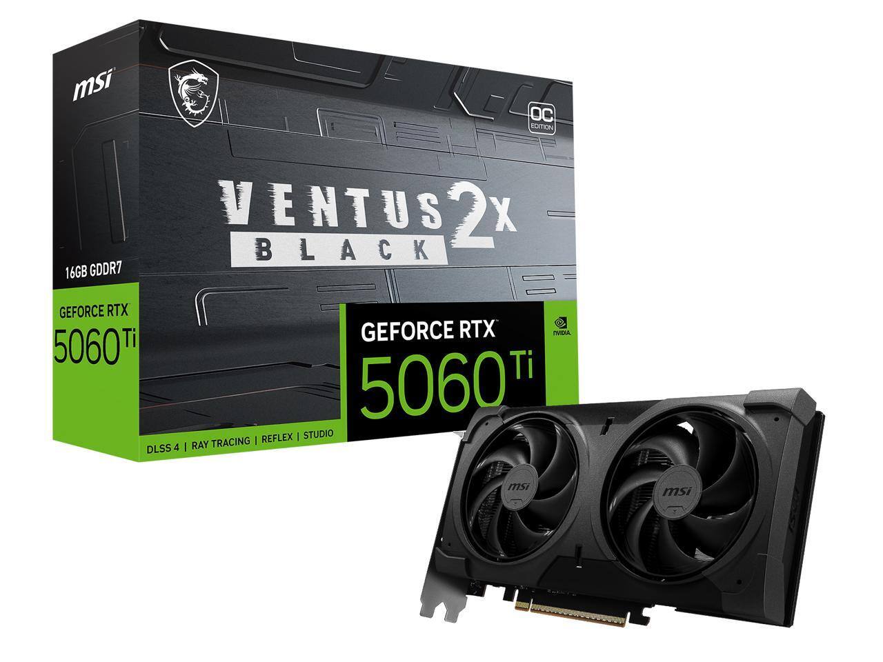 MSI Ventus RTX 5060 Ti 16GB GDDR7 PCIe 5.0 x16 (use x8) Graphics