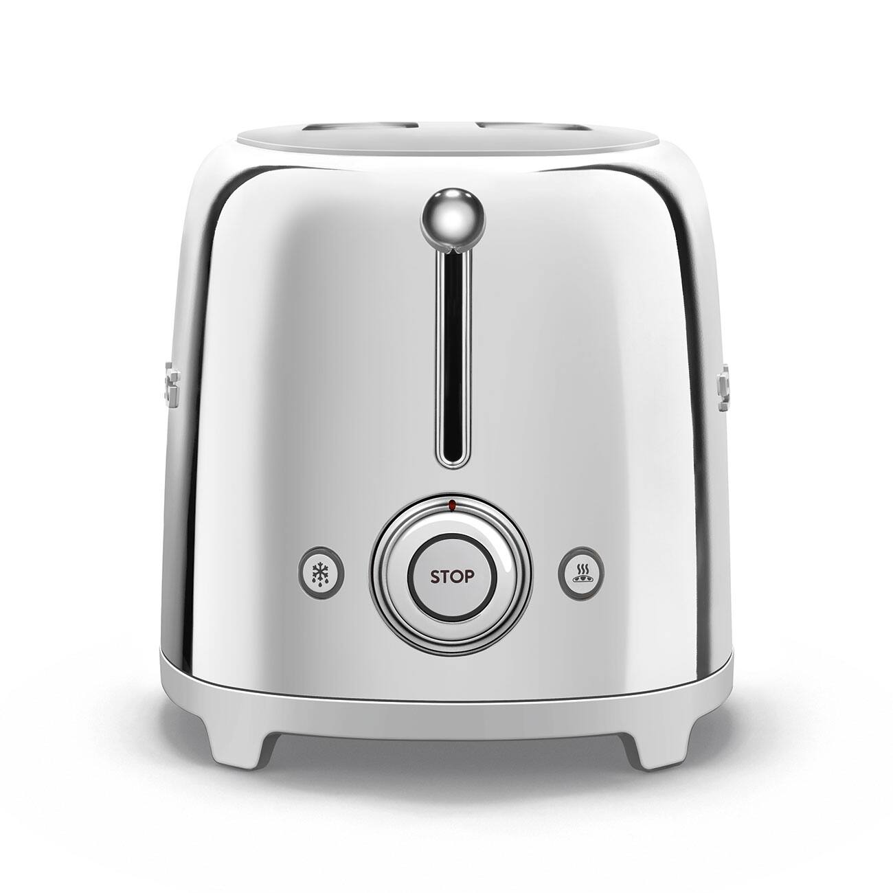 Left. SMEG - TSF02 4-Slice Long Wide-Slot Toaster - Stainless Steel.