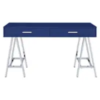 OSP Home Furnishings - Vivid 2 Drawer Desk - Lapis Blue/Chrome - Front_Zoom