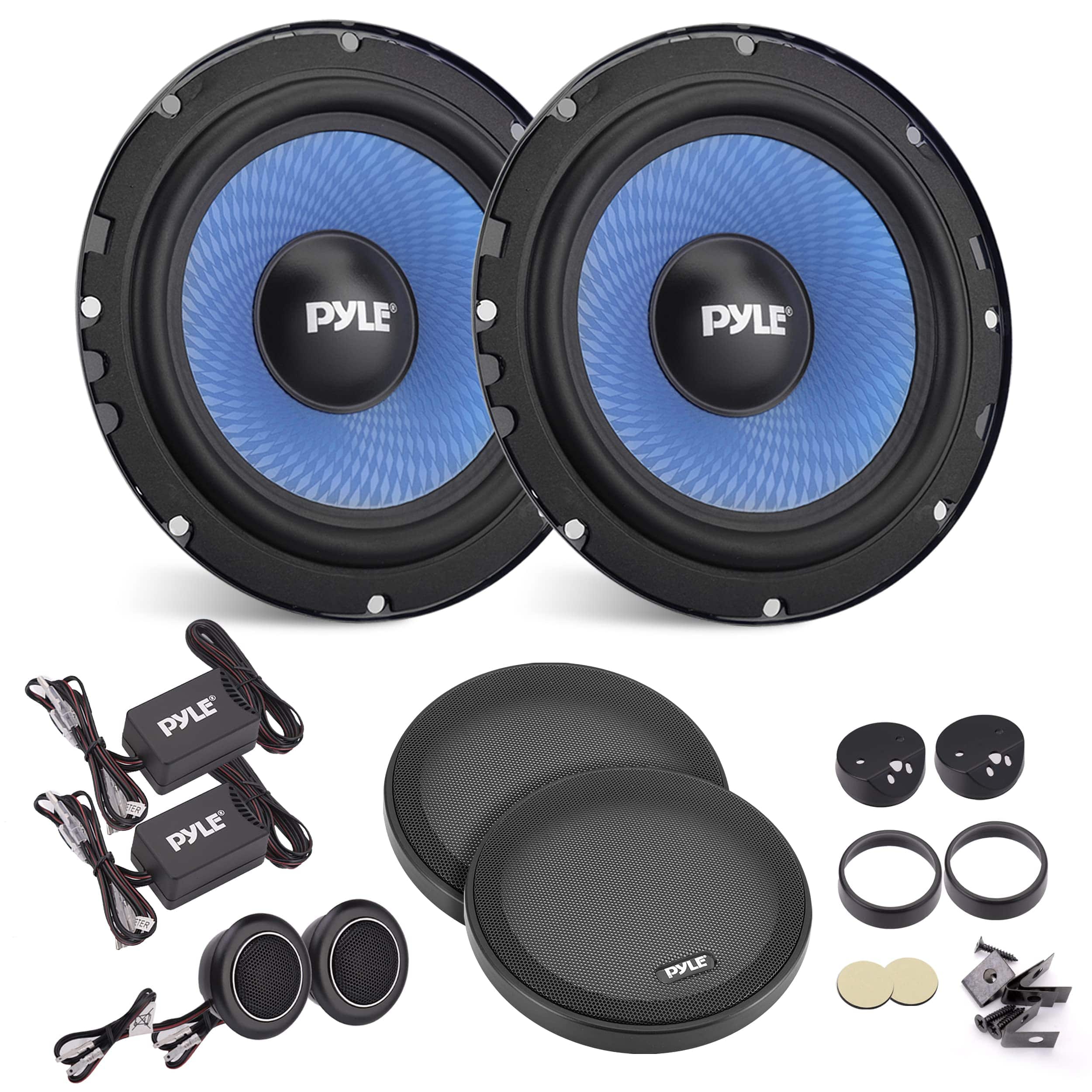 Pyle - PL650CBL 6.5” Two-Way Component Speaker System, 360W, Butyl Rubber Surround (Pair)