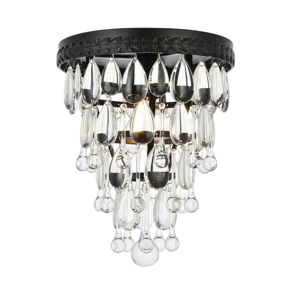 Elegant Lighting - Nordic 1 light black flush mount - Black And Clear
