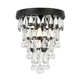 Elegant Lighting - Nordic 1 light black flush mount - Black And Clear