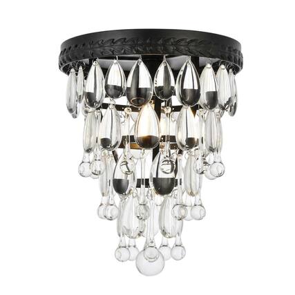 Front. Elegant Lighting - Nordic 1 light black flush mount - Black And Clear.