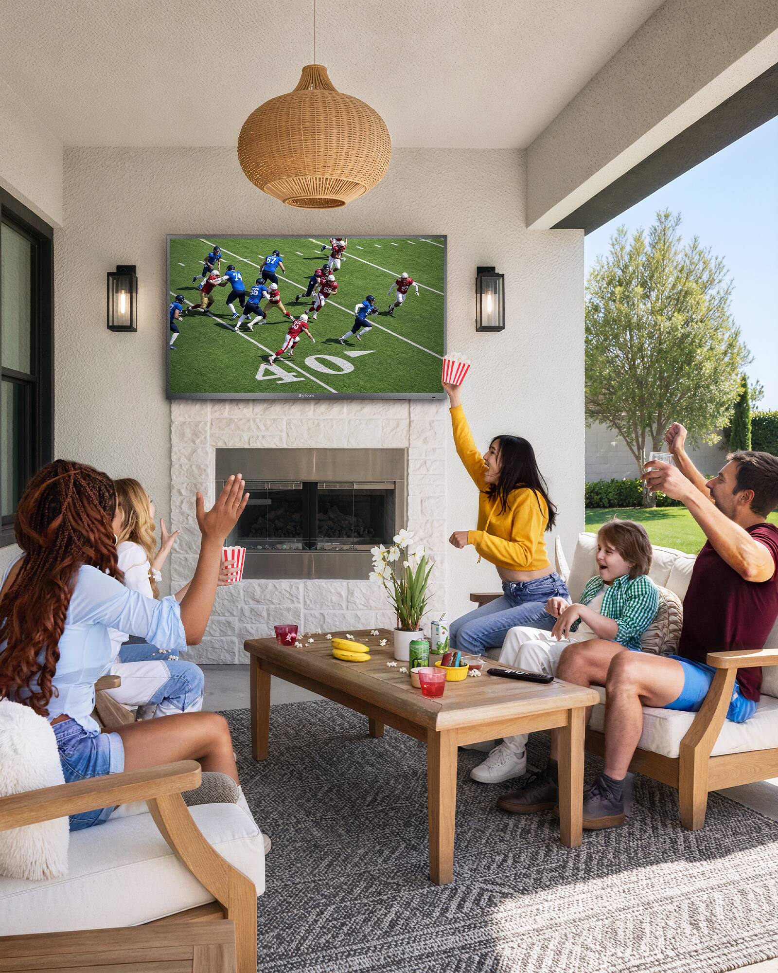 Alt View 7. Sylvox - 65" Outdoor TV with TV Cover, 1000nits Google Smart TV, IP56 Waterproof Partial Sun Outside TV(Deck Pro3.0） - Black.