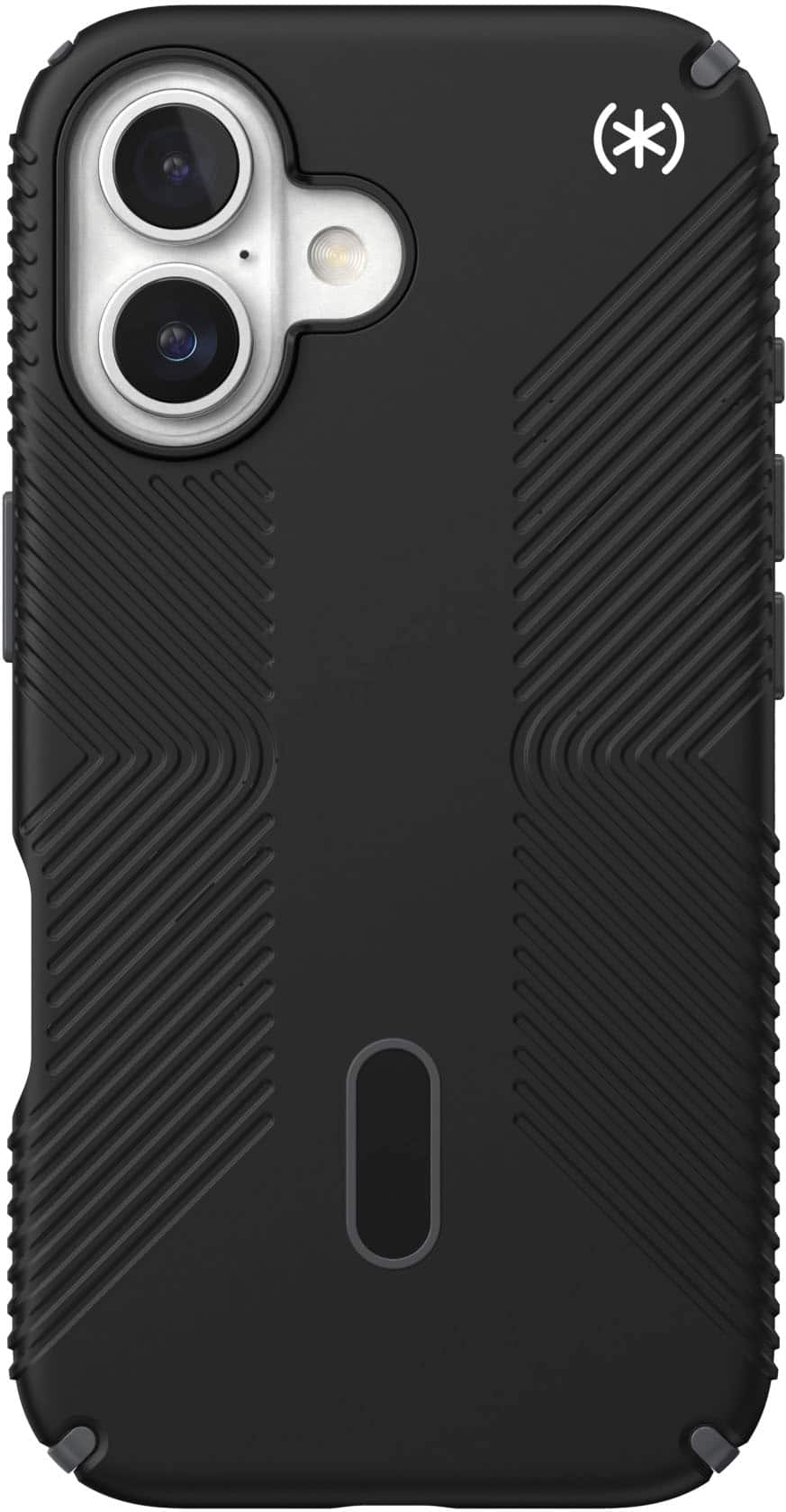 Front. Speck - Presidio2 Grip ClickLock Case with MagSafe for Apple iPhone 16 - Black.