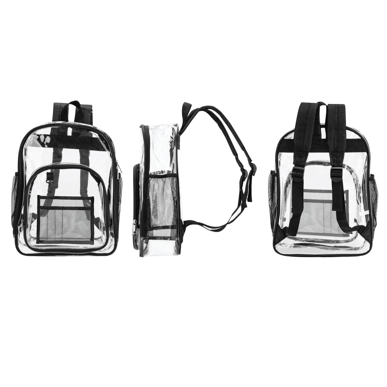 Alt View 1. Garnen - 17" Clear Backpack for Stadium Events School Work Zip Closure Transparent Bag Clear Stadium Backpack See Through Bag - Black.