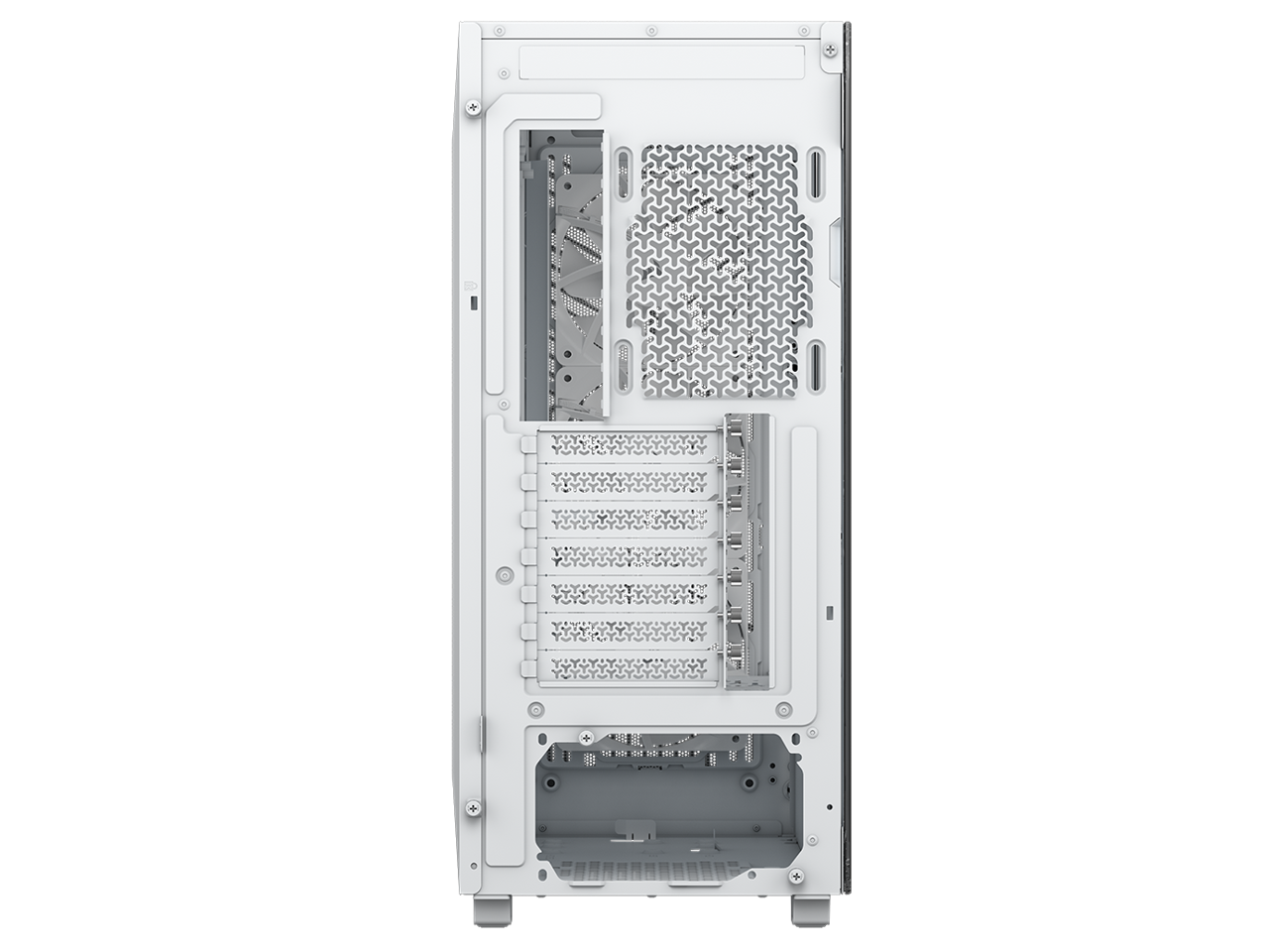 Alt View 7. CORSAIR - CORSAIR 3200D RS Mid-Tower Case, White, 360mm Rad, BTF/Zero/Stealth Compatible, Angled GPU Fan Mount - White.