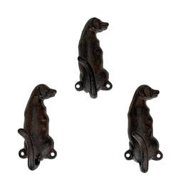 Things2Die4 - Set of 3 Dog Wall Hooks Rustic Cast Iron 4.5 in Decorative Hooks - Brown