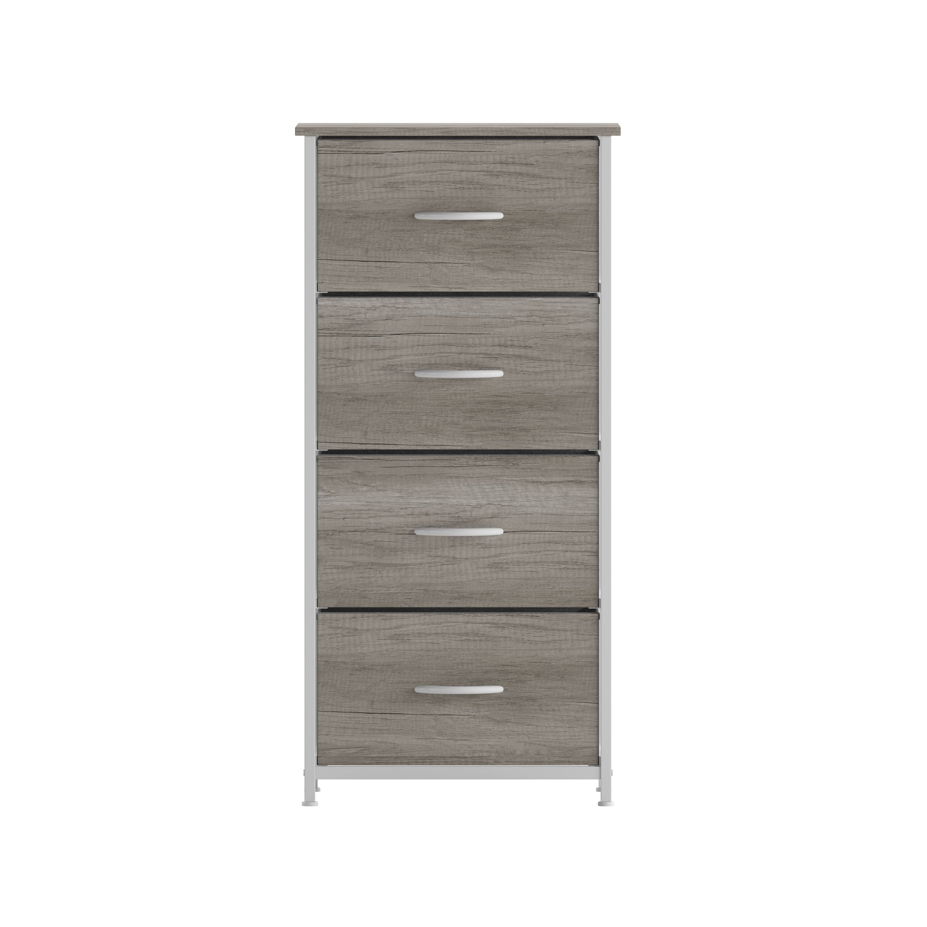 Alt View 9. Emma + Oliver - Marley 4 Drawer Storage Dresser with Cast Iron Frame, Wood Top and Easy Pull Engineered Wood Drawers with Wooden Handles - Light Natural Drawers/White Frame.
