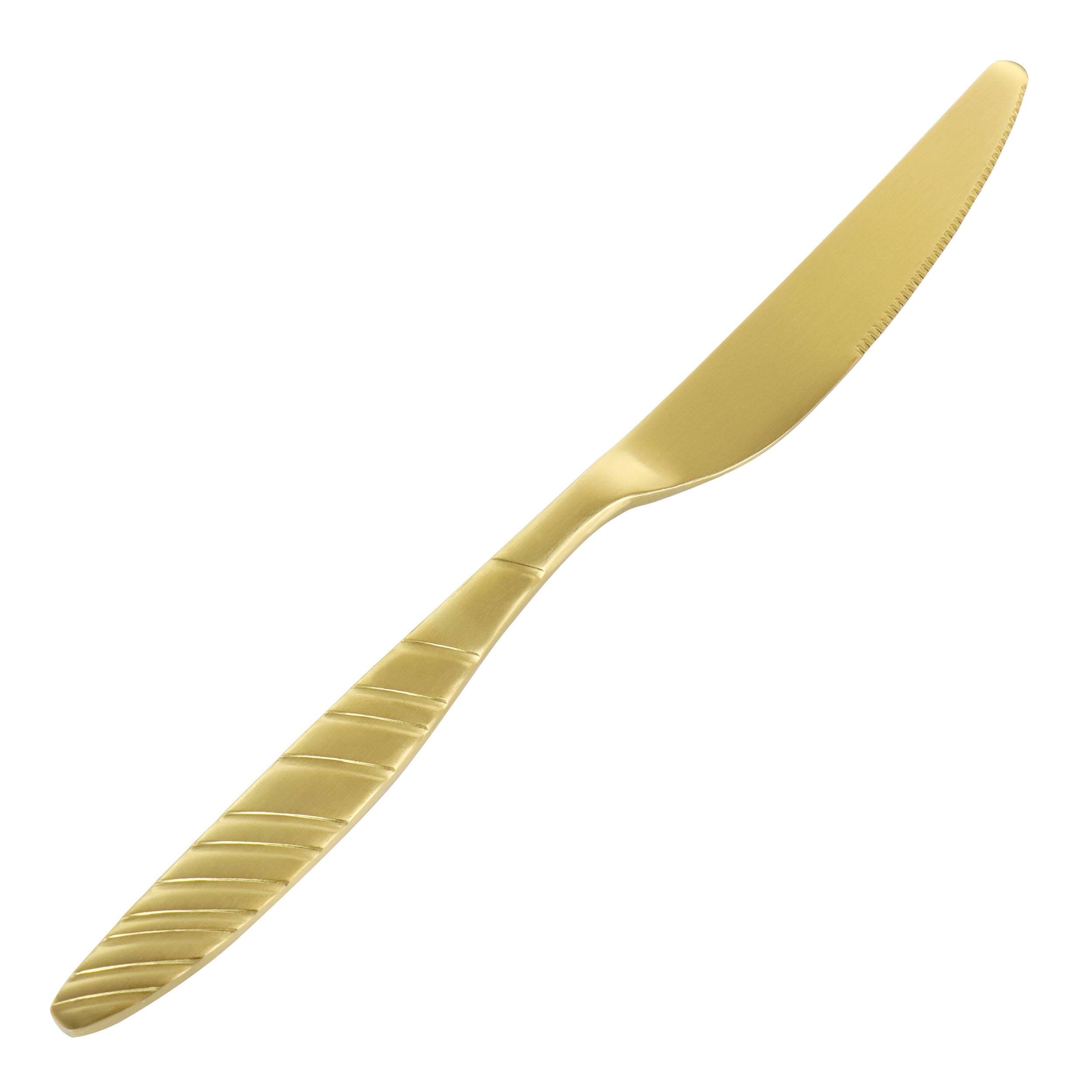 Alt View 10. MegaChef - Megachef La Vague 20 Piece Flatware Utensil Set, Stainless Steel Silverware Metal Service for 4 in Matte Gold - Gold.