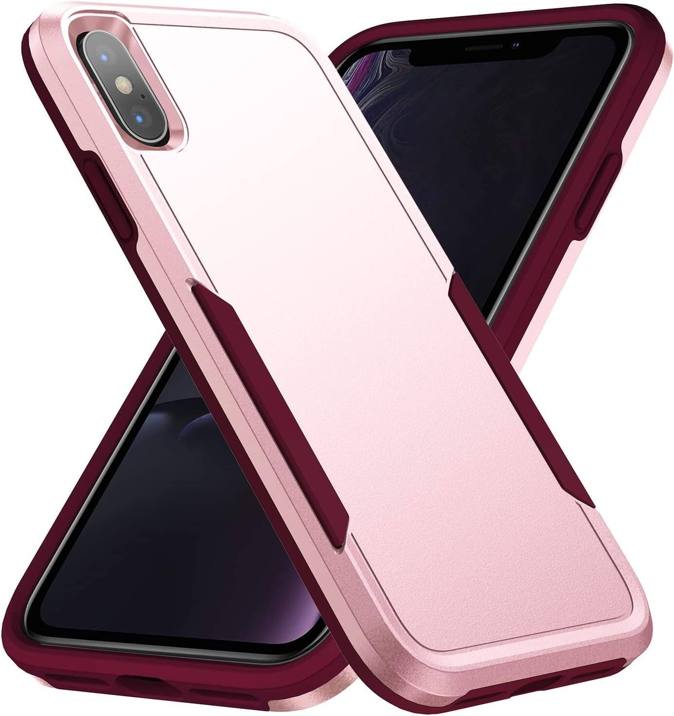 Front. Entronix - Entronix iPhone X/XS Protective Case - Soft-Touch Dual-Layer Design for Ultimate Protection - Pink.