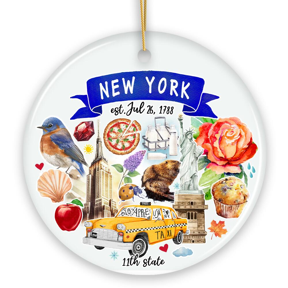 OrnamentallyYou - Artistic New York State Themes and Landmarks Christmas Ornament - Multi-colored