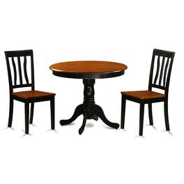 East West Furniture - Dining set - 3 Pcs with 2 Wood Chairs - Black & Cherry