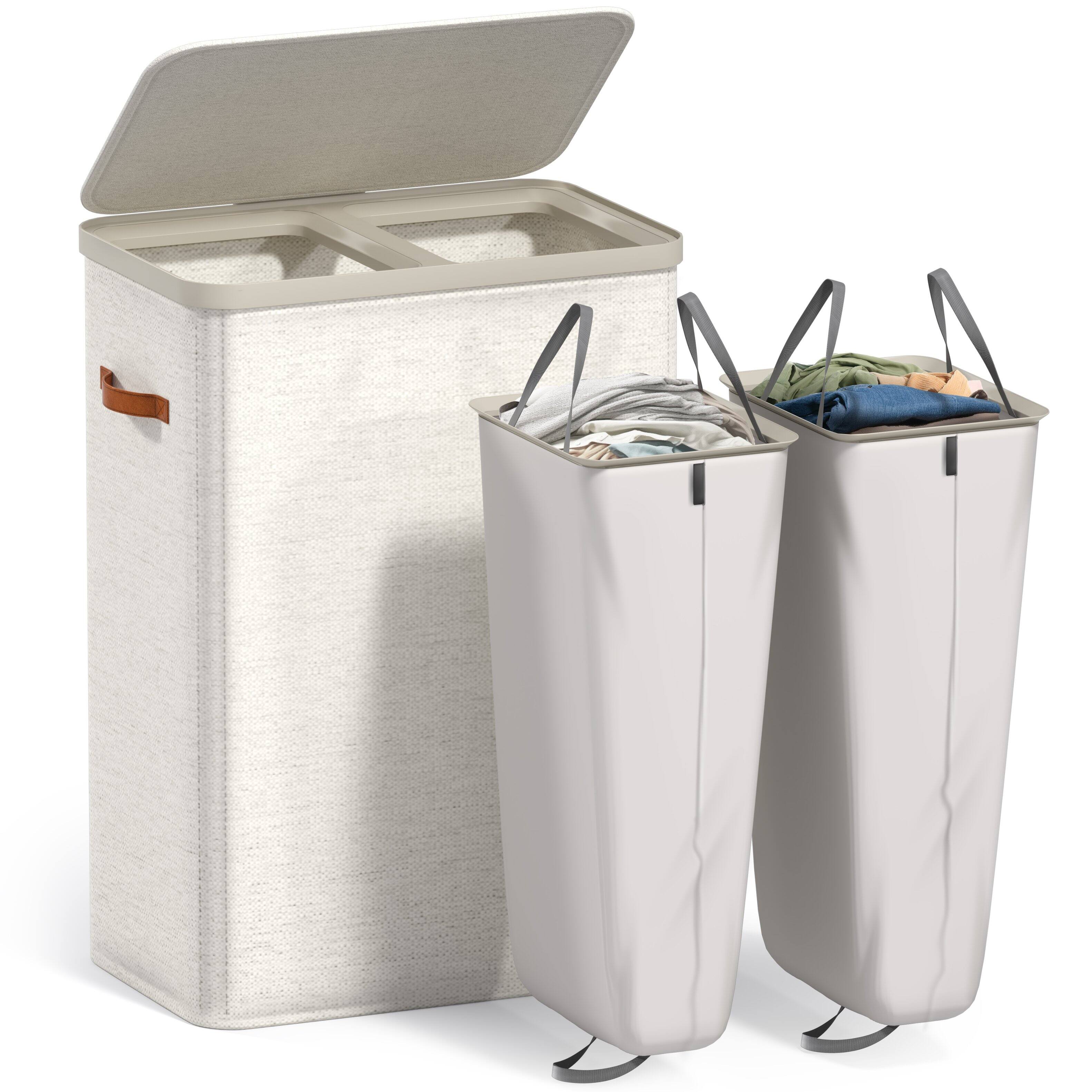 Alt View 1. Sorbus - Sorbus Fabric Laundry Hamper, Collapsible 2-Compartment Laundry Basket with Removable Laundry Bag - Beige.