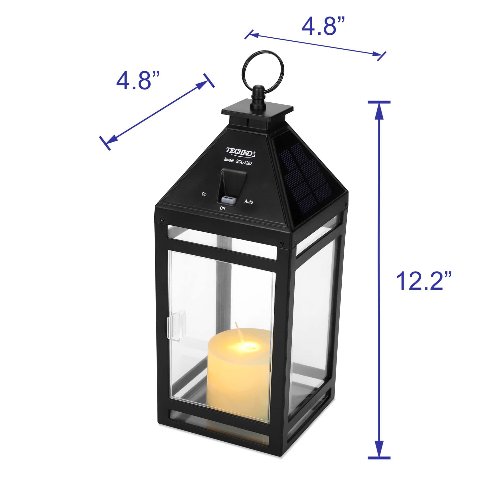 Techko Maid Outdoor Solar Flickering Candle Lantern Vintage