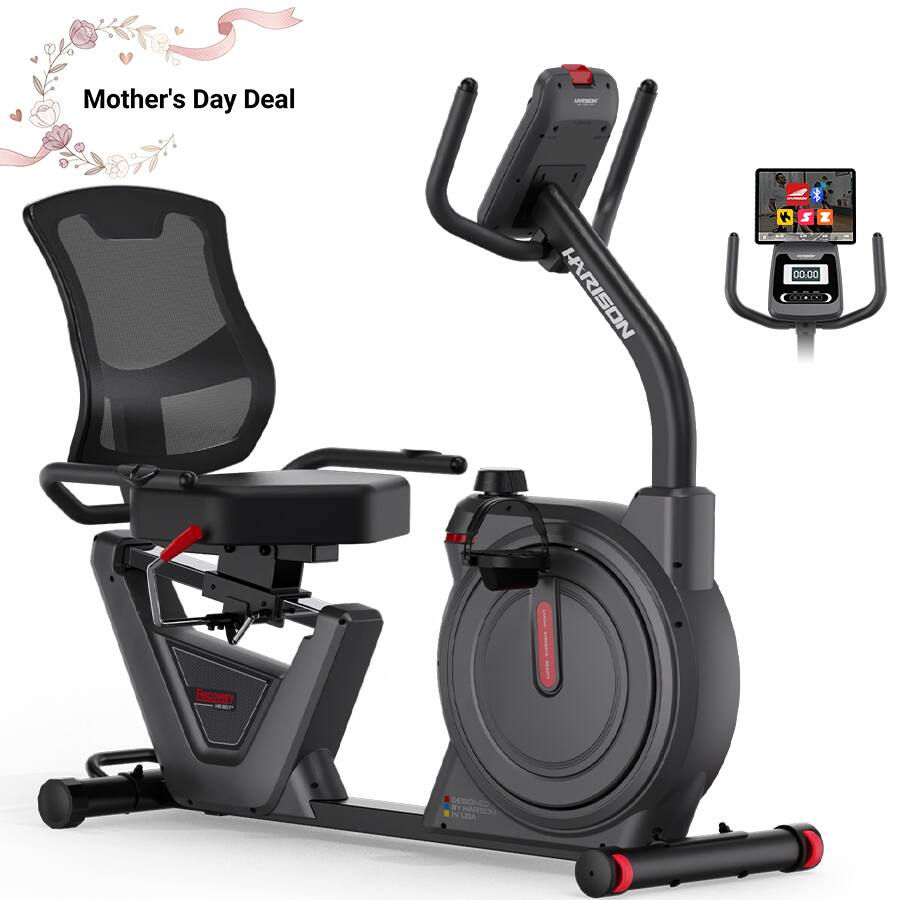 HARISON - Semi Commercial Magnetic Recumbent Exercise Bike 450LB Capacity for Seniors Adults (BBB51) - Black