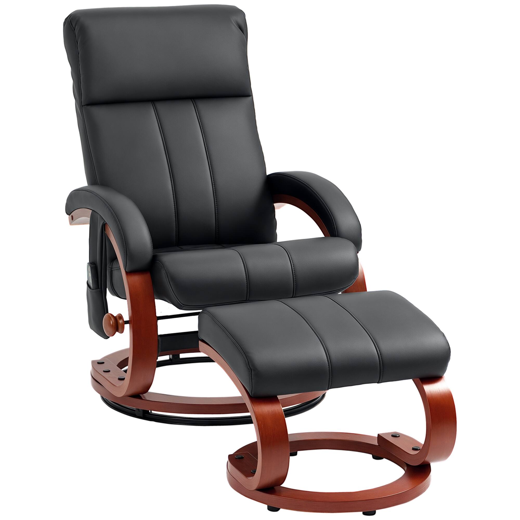 Front. Homcom - Recliner Chair with Ottoman, Electric Faux Leather Recliner with 10 Vibration Points and 5 Massage Mode - Black.