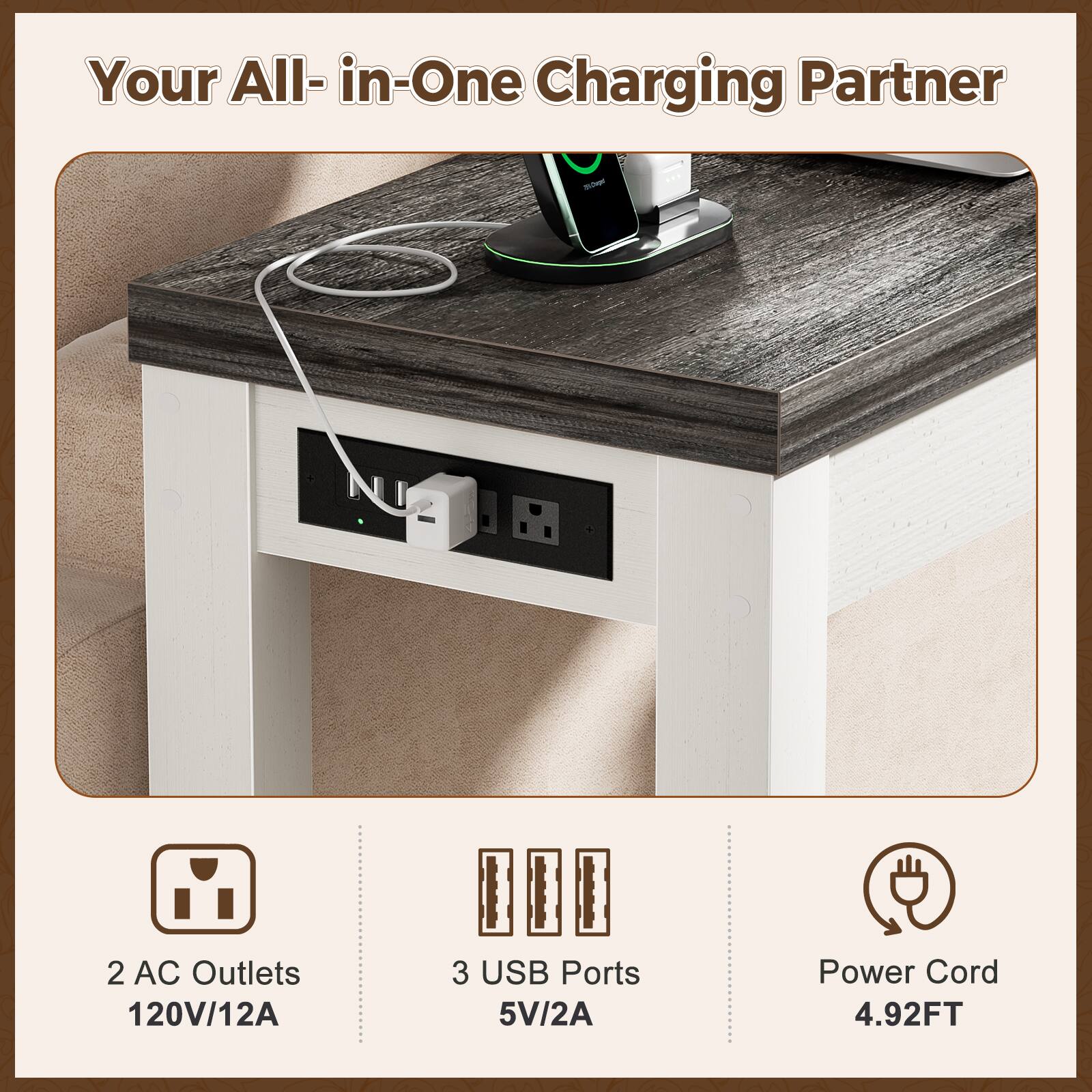 Your All-in-One Charging Partner - NU2U

2 AC Outlets 120V/12A
3 USB Ports 5V/2A
Power Cord 4.92FT