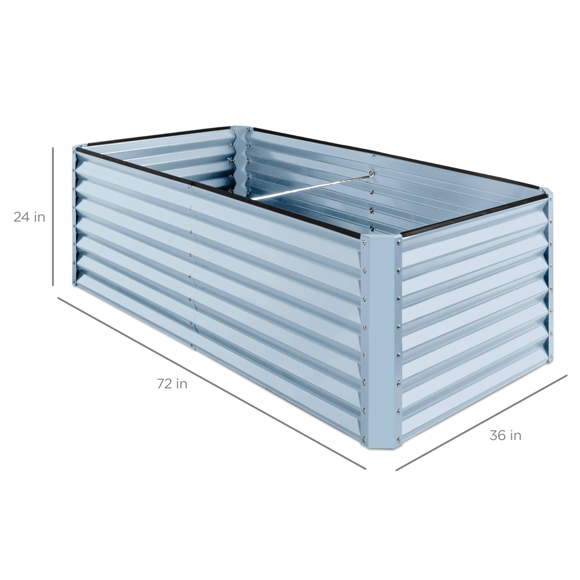 Alt View 6. Best Choice Products - Best Choice Products 6x3x2ft Outdoor Metal Raised Garden Bed for Vegetables Flowers Herbs - Mist Blue - Mist Blue.