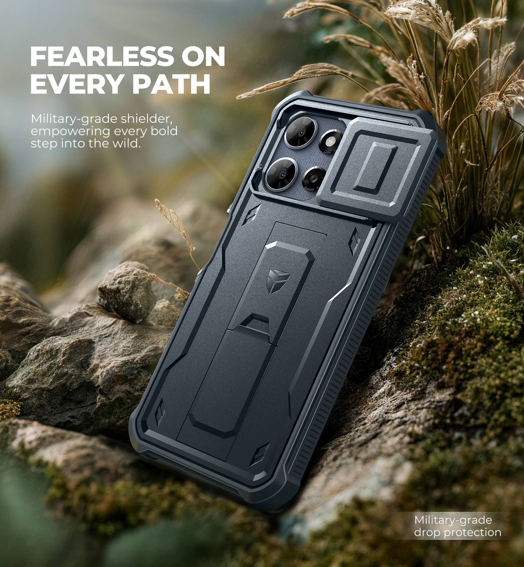 FEARLESS ON EVERY PATH

Military-grade shielder, empowering every bold step into the wild.

Military-grade drop protection
