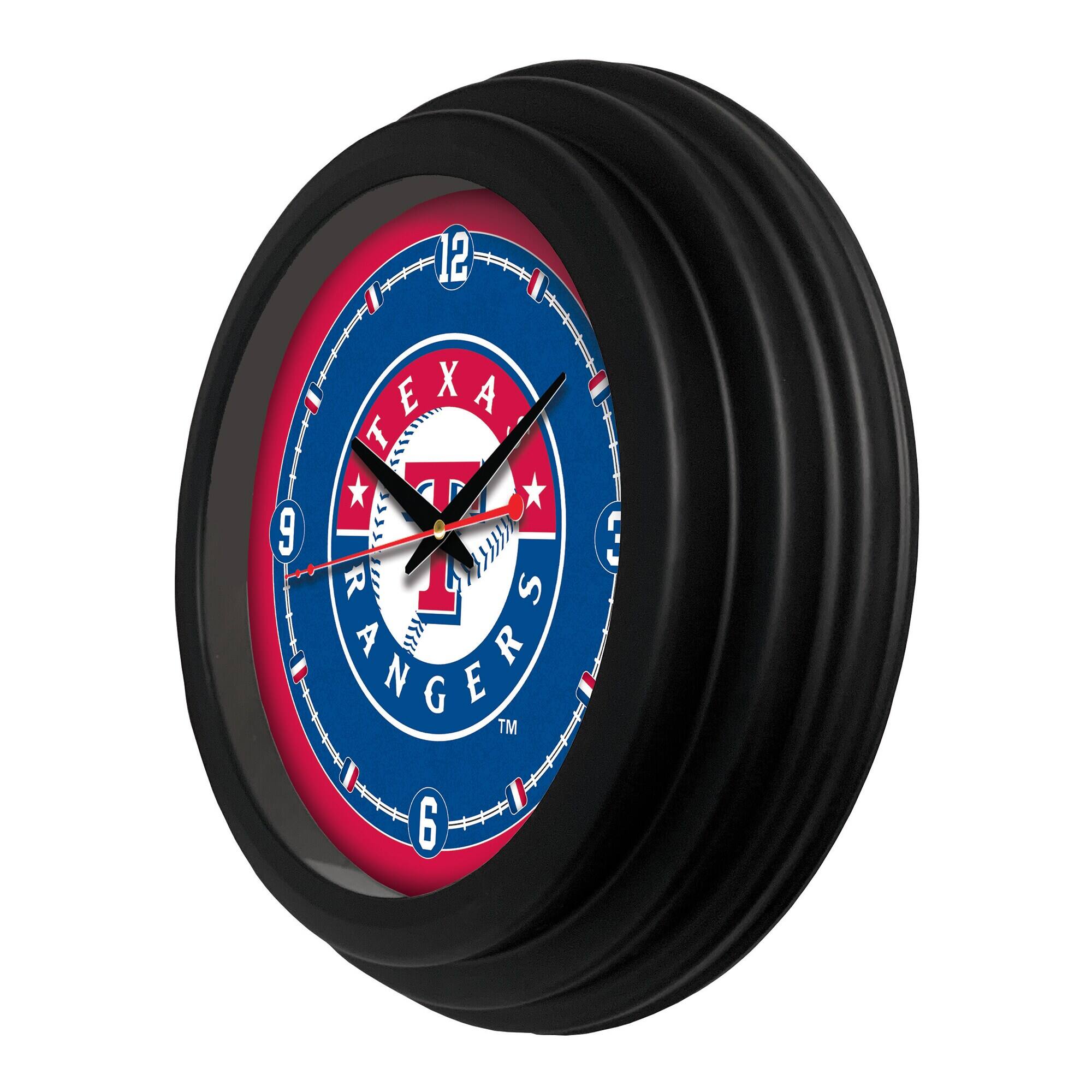 Alt View 1. Holland Bar Stool Co. - Texas Rangers 15" Traditional Wall Clock - Black.