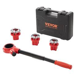 VEVOR - Ratchet Pipe Threader Kit, 1/2" NPT, 3/4" NPT, 1" NPT Manual Ratcheting Pipe Threader, Portable Pipe Threading Tool Set - Orange + Black