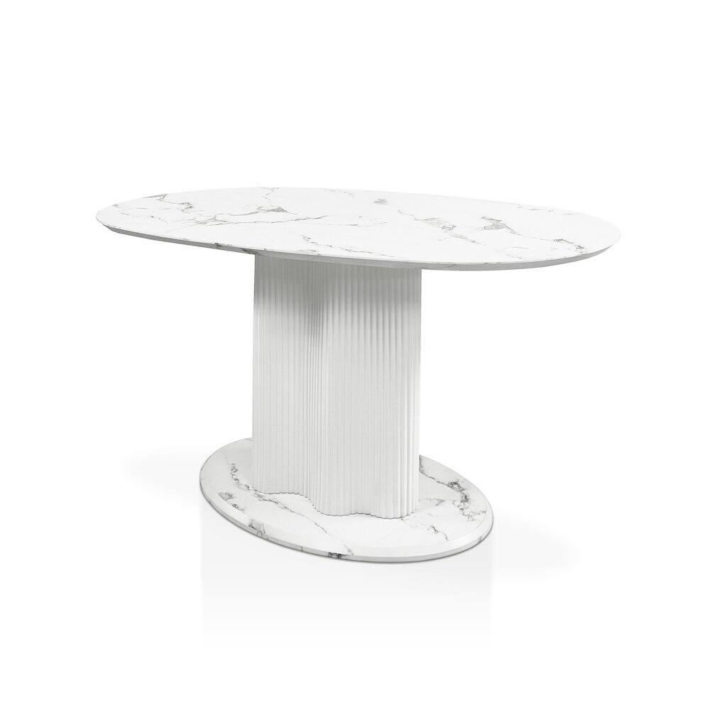 Alt View 6. Furniture of America - Elara Iron Base Pedestal Oval Dining Table - White.