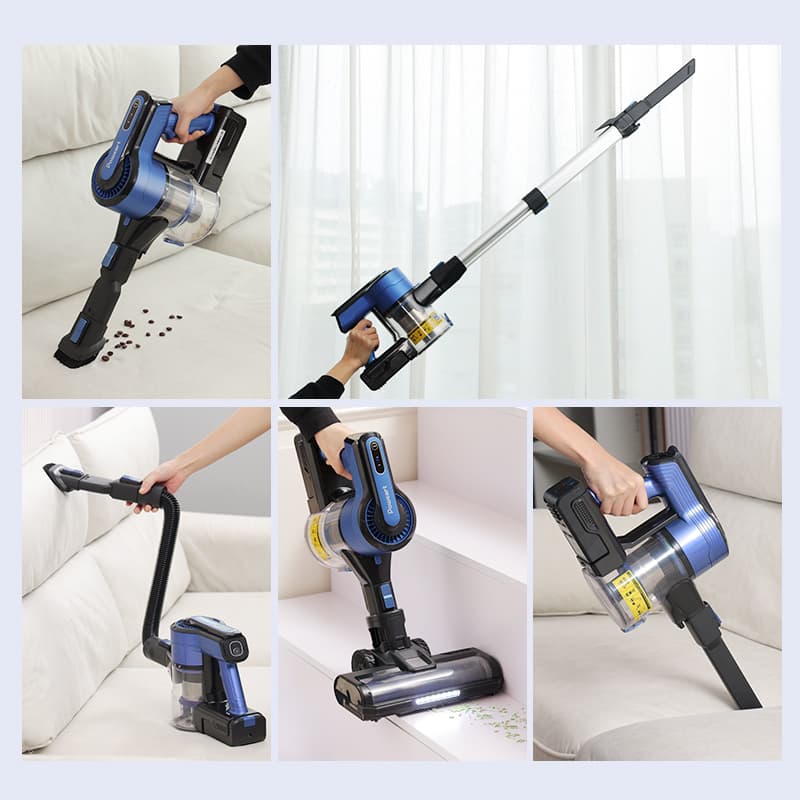 Alt View 5. Lycvki - V870 Blue Cordless 8 in 1 Vacuum Cleaner with 30KPa Suction 350W Motor.