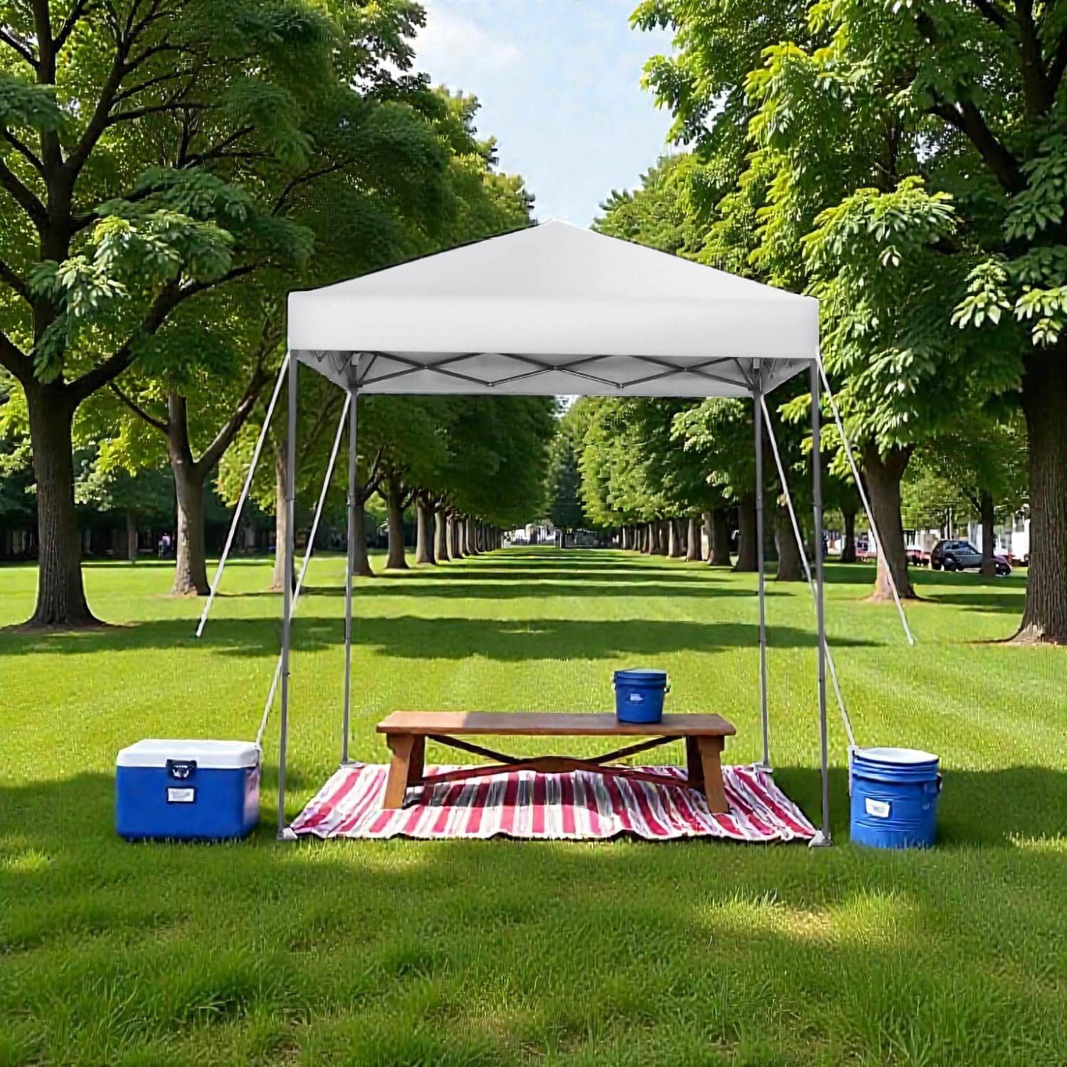 Hivvago - 6.6x6.6 Ft Quick Pop-Up Shade Canopy with UPF 50+ Sun Defense - White