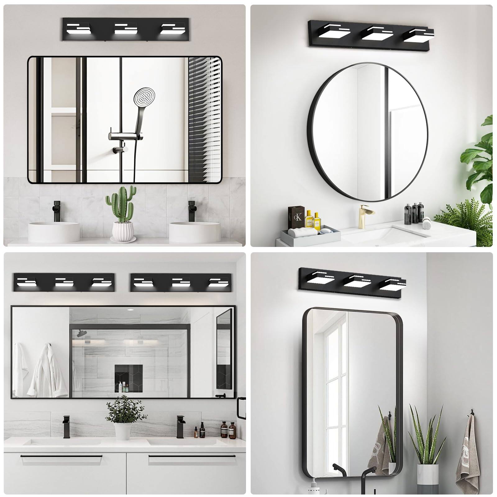 Back. Cedar Assembly - Led Modern Bathroom Vanity Light Fixtures cct Dimmable Matte Lights For Lighting Over Mirror With Rotatable - Black-6000K-Dimmable 5-Light, 34-inch.