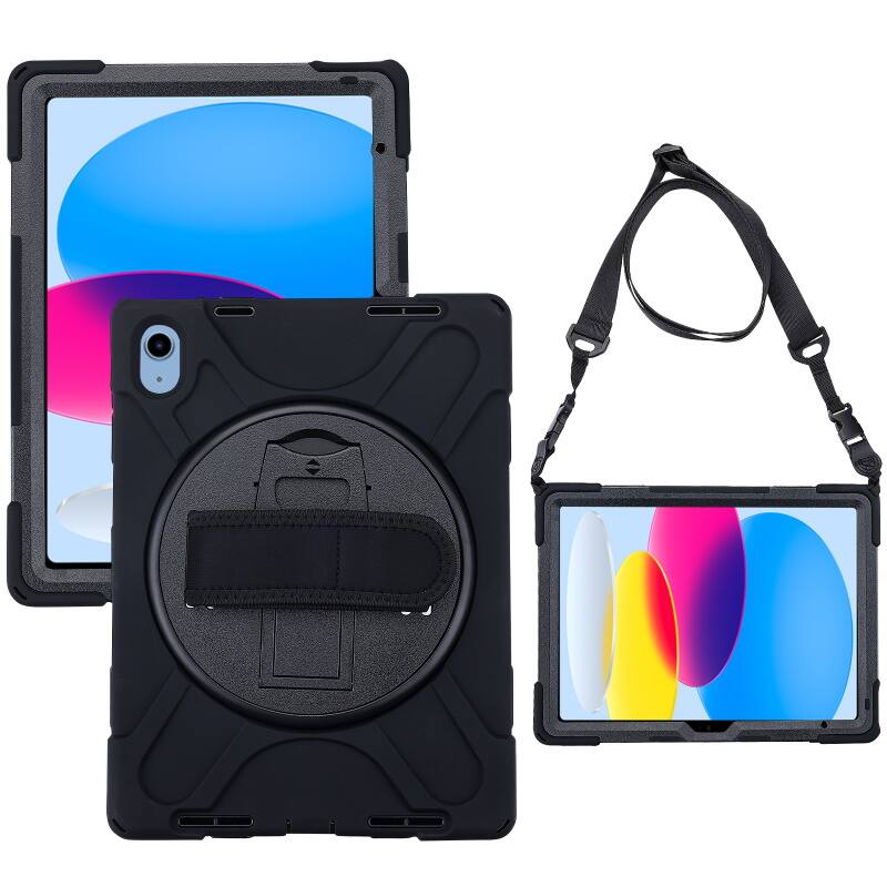 Mybat - Rotatable Stand Protector Cover with Wristband for Apple iPad 11 (2025) / iPad 10.9 (2022) - Black
