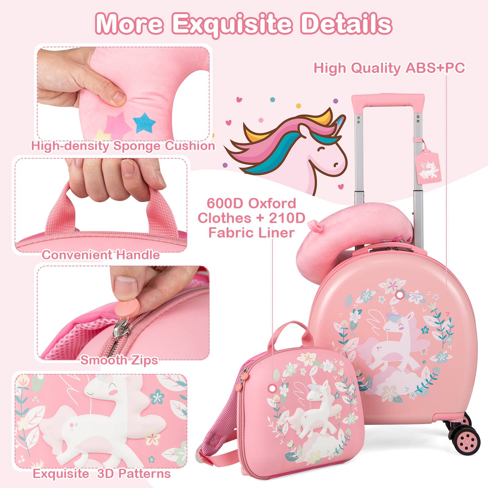 More Exquisite Details

High Quality ABS+PC

High-density Sponge Cushion

600D Oxford Clothes + 210D Fabric Liner

Convenient Handle

Smooth Zips

Exquisite 3D Patterns