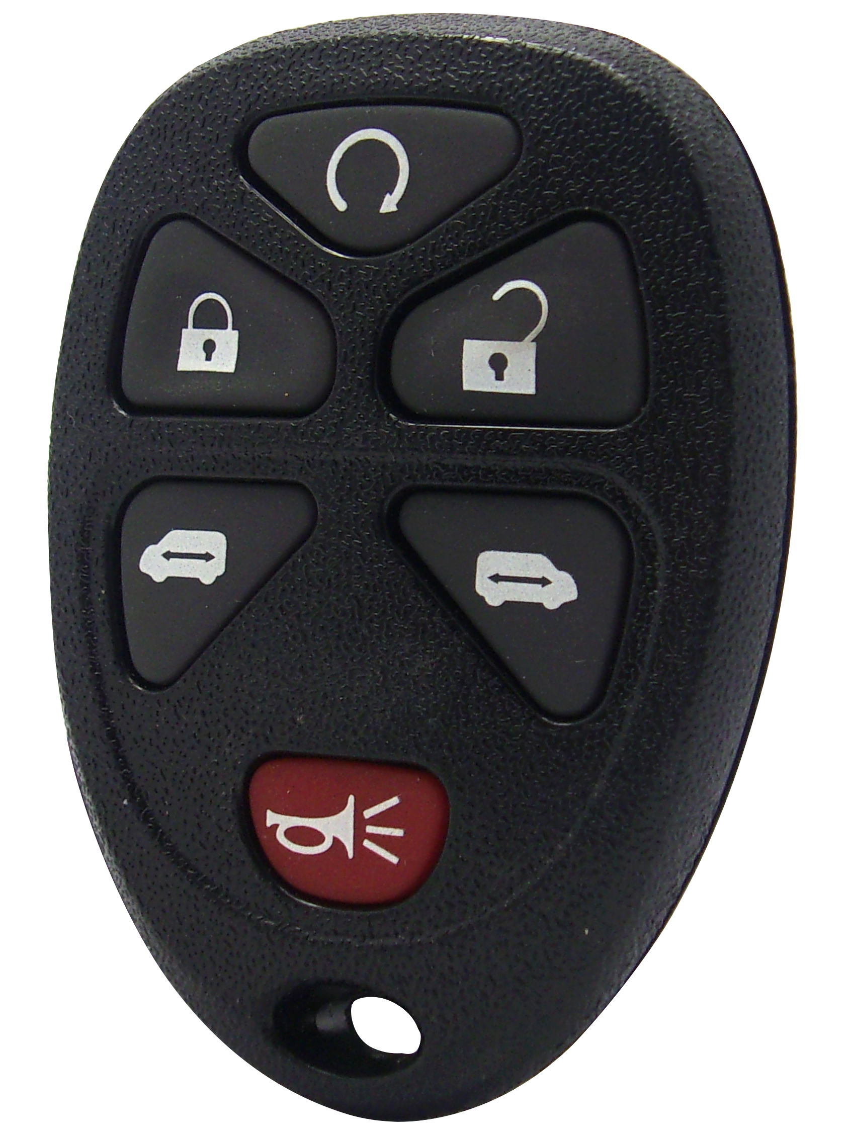 Left. Car Keys Express - GM Keyless Entry Remote - 6 Buttons (Lock, Unlock, Remote Start, Dual Sliding Doors, and Panic) - Black.