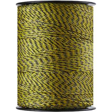 Front. VEVOR - Electric Fence Wire, 3366Ft 1026M Portable Polywire, 1/8" Diameter 6 Stainless Steel Strands for Reliable Conductivity - Yellow, Black.