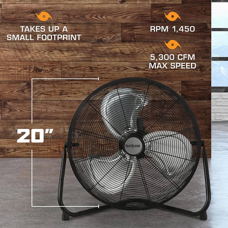 TAKES UP A SMALL FOOTPRINT  
RPM 1,450  
5,300 CFM MAX SPEED  
20" Hurricane