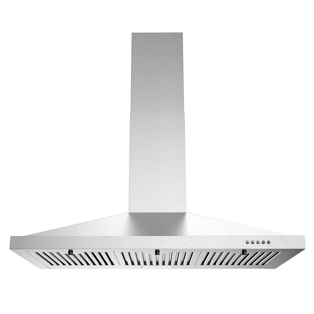 Front. Streamline - 36 in. Gaiola Ducted Wall Mount 220 CFM Range Hood, Baffle Filters, Push Button Control, LED Light - Brushed Stainless Steel.