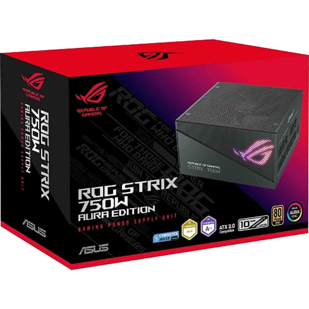 ROG STRIX 750W AURA EDITION  
GAMING POWER SUPPLY  
FOR THOSE WHO PLAY  
REPUBLIC OF GAMERS  
ATX 3.0 Compatible  
100% A+  
80 PLUS  
AURA SYNC  
10 YEAR WARRANTY  
ASUS