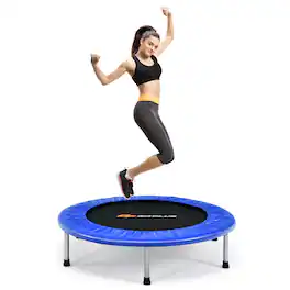 Costway - 38" Mini Folding Trampoline Portable Recreational Fitness Rebounder - Blue