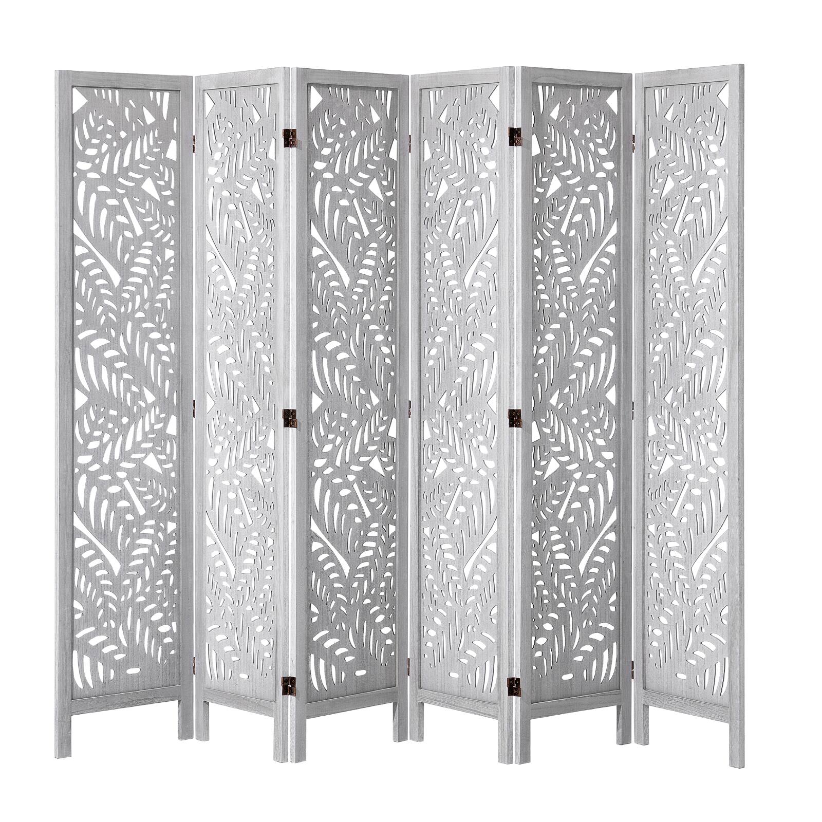 Alt View 5. VEVOR - Wood Room Divider, 6 Panel Wood Folding Privacy Screen, 66.9 Inches Tall Indoor Carved Partition Divider - White.