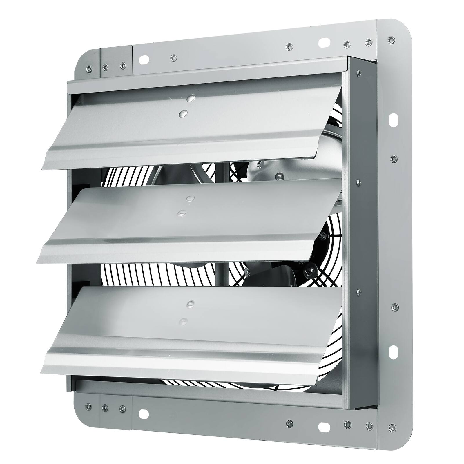 Alt View 5. VEVOR - 12'' Shutter Exhaust Fan, High-speed 1000 CFM, Aluminum Wall Mount Attic Fan with AC-motor, Ventilation and Cooling - Silver.